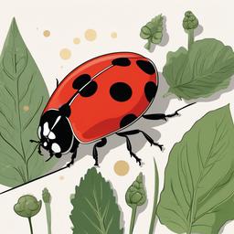 Ladybird clipart - ladybird exploring a vegetable garden  color,minimalist,vector clipart