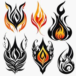 flame symbol tattoo  simple color tattoo,white background