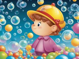 Bubble clipart - cartoon character surrounded by bubbles  