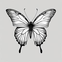 butterfly side tattoo  simple color tattoo,white background,minimal