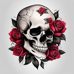 Skull with a rose tattoo, Unique tattoos combining skulls with delicate rose imagery. , color tattoo design, clean white background