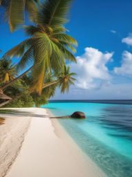 Beach Wallpaper - Palm Trees in the Maldives wallpaper splash art, vibrant colors, intricate patterns