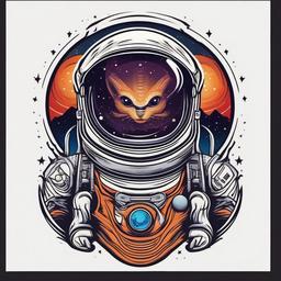 Astronaut Alien Tattoo - Blend the realms of space exploration and extraterrestrial beings in an astronaut and alien tattoo.  simple color tattoo,vector style,white background