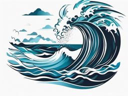 Restless Waves - Symbolize the constant ebb and flow of restlessness with a waves-themed ADHD tattoo.  color tattoo designs,minimalist,vector,white background