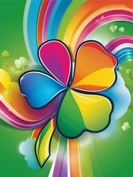 Four Leaf Clover clipart - clover with a rainbow in the background  