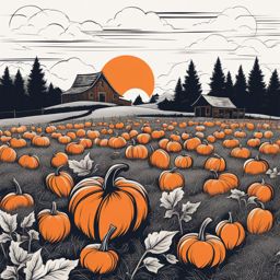 pumpkin clipart in a vibrant pumpkin patch - symbolizing the fall season. 