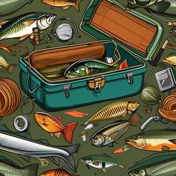 Fishing clipart - fishing tackle box with gear  