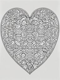 Heart Pattern Coloring Pages - Intricate Hearts in Repeating Patterns  minimal black outline printable sheet, coloring page