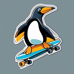 Penguin Skateboarder Sticker - A cool penguin showing off skateboard tricks at the skatepark. ,vector color sticker art,minimal