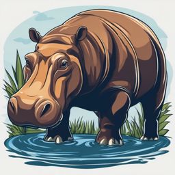 Hippopotamus clipart - Large aquatic herbivore with powerful jaws, ,color clipart vector style