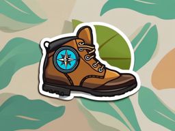 Hiking Boot and Compass Emoji Sticker - Wilderness navigation, , sticker vector art, minimalist design
