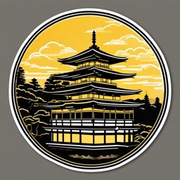 Kinkaku-ji (Golden Pavilion) sticker- Zen Buddhist temple in Kyoto, Japan, , sticker vector art, minimalist design