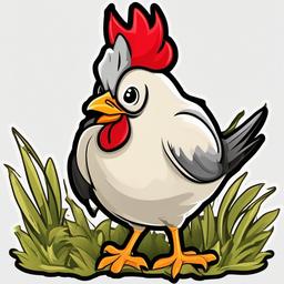 Chicken cartoon - clucking barnyard bird  cartoon sticker style