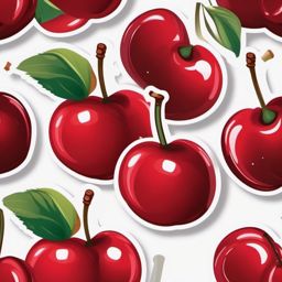 Cherry Sticker - Plump and vibrant, a bunch of cherries ready to enjoy, , sticker vector art, minimalist design
