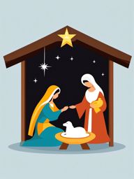 Nativity Clipart,Illustrating a nativity scene with nativity clipart  simple, 2d flat