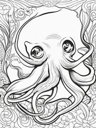 Octopus Coloring Pages - Octopus with a fish  simple coloring pages