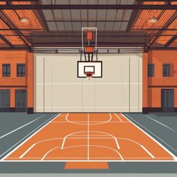 Basketball Court Clipart - A basketball court ready for a game.  color vector clipart, minimal style