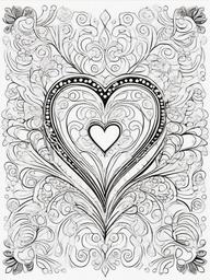 Heart with Glitter Swirls Coloring Pages - Sparkling Hearts Surrounded by Swirls  minimal black outline printable sheet, coloring page