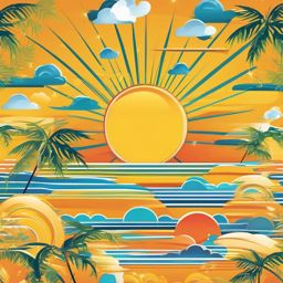 Sun Clipart,Designing a sunny vacation brochure  simple, 2d flat