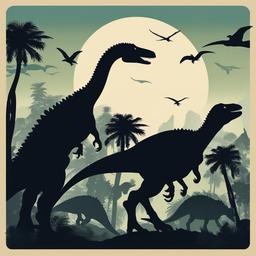 Dinosaur Silhouette Illustration,Sleek and stylish silhouette illustrations of dinosaurs  vector clipart