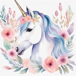 Watercolor Unicorn Clipart - Soft and dreamy watercolor unicorn illustrations for an artistic and magical vibe.  vector art, clipart, minimal