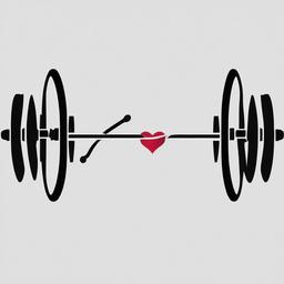 Barbell Heartbeat Tattoo - Showcase your passion for fitness with a tattoo featuring a heartbeat line and a barbell.  simple vector color tattoo,minimal,white background