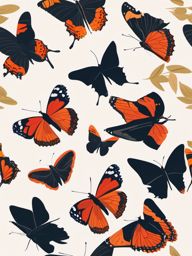 Red Admiral Butterfly Clip Art - A red admiral butterfly in flight,  color vector clipart, minimal style