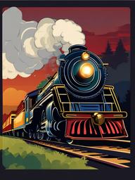 Train clipart - steam locomotive chugging along the tracks  