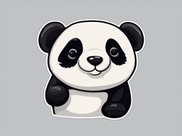 Panda Sticker - A cuddly panda with black and white fur, ,vector color sticker art,minimal