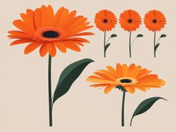 Gerbera Daisy Clip Art - A vibrant gerbera daisy in orange hues,  color vector clipart, minimal style