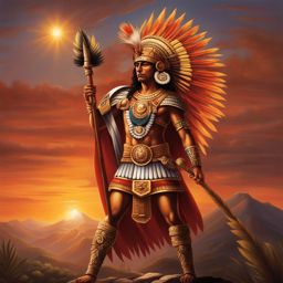 pacoima - the brave aztec warrior who became the god huitzilopochtli, symbolizing the sun. 