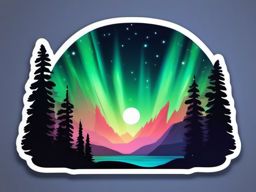 Northern Lights Emoji Sticker - A mesmerizing display of aurora borealis, , sticker vector art, minimalist design