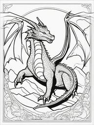 Dragon in Flight Coloring Pages - Dynamic Scene of a Dragon Soaring  minimal black outline printable sheet, coloring page