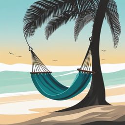 Beach Hammock clipart - Hammock swaying in the sea breeze, ,vector color clipart,minimal