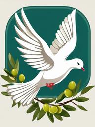 Dove flying with an olive branch clipart.  vector style illustration, white background