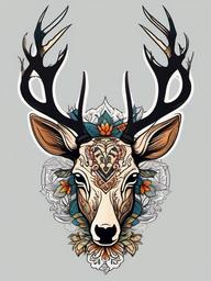 deer skeleton tattoo  simple vector color tattoo