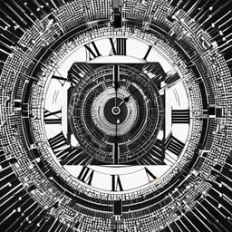 Binary clock design: Symbol of technological advancement in numerical code.  black white tattoo, white background