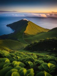the azores, portugal - capture the volcanic landscapes and lush greenery of the azores archipelago under the milky way. 