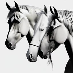 horse couple tattoos  simple tattoo,minimalist,white background