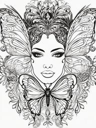 Fanciful Butterfly Coloring Pages - Imaginative Designs with Fantasy Elements  minimal black outline printable sheet, coloring page