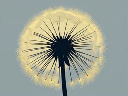 Dandelion swaying in the breeze clipart  simple, 2d flat