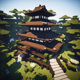 japanese-style pagoda surrounded by tranquil gardens - minecraft house ideas minecraft block style