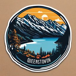 Queenstown sticker- Adventure capital on New Zealand's South Island, , sticker vector art, minimalist design