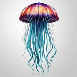 3D Jellyfish Tattoo - Bring your jellyfish to life with a three-dimensional effect.  minimalist color tattoo, vector