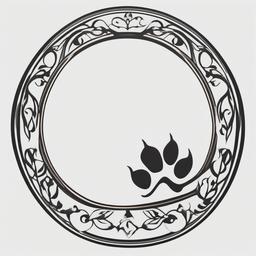 horseshoe and dog paw tattoo  simple color tattoo,minimal,white background