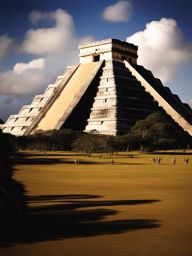 chichen itza in mayan glory - depict chichen itza, the ancient mayan pyramid, during its zenith of cultural influence. 