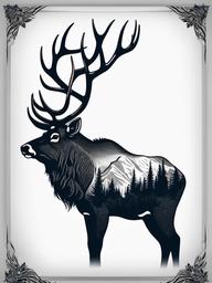 elk hunting tattoo ideas  simple color tattoo,minimal,white background