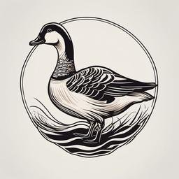 Traditional Goose Tattoo - A classic and timeless tattoo featuring a traditional representation of a goose.  simple color tattoo design,white background