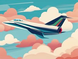 Jet Clipart - A jet soaring high above the clouds.  transport, color vector clipart, minimal style