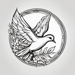 Dove of Peace Tattoo-Iconic and meaningful tattoo featuring the dove as a symbol of peace, capturing themes of harmony and tranquility.  simple color tattoo,white background
